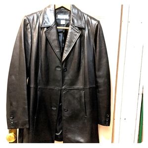 Preston & York lamb skin leather jacket with belt, size L